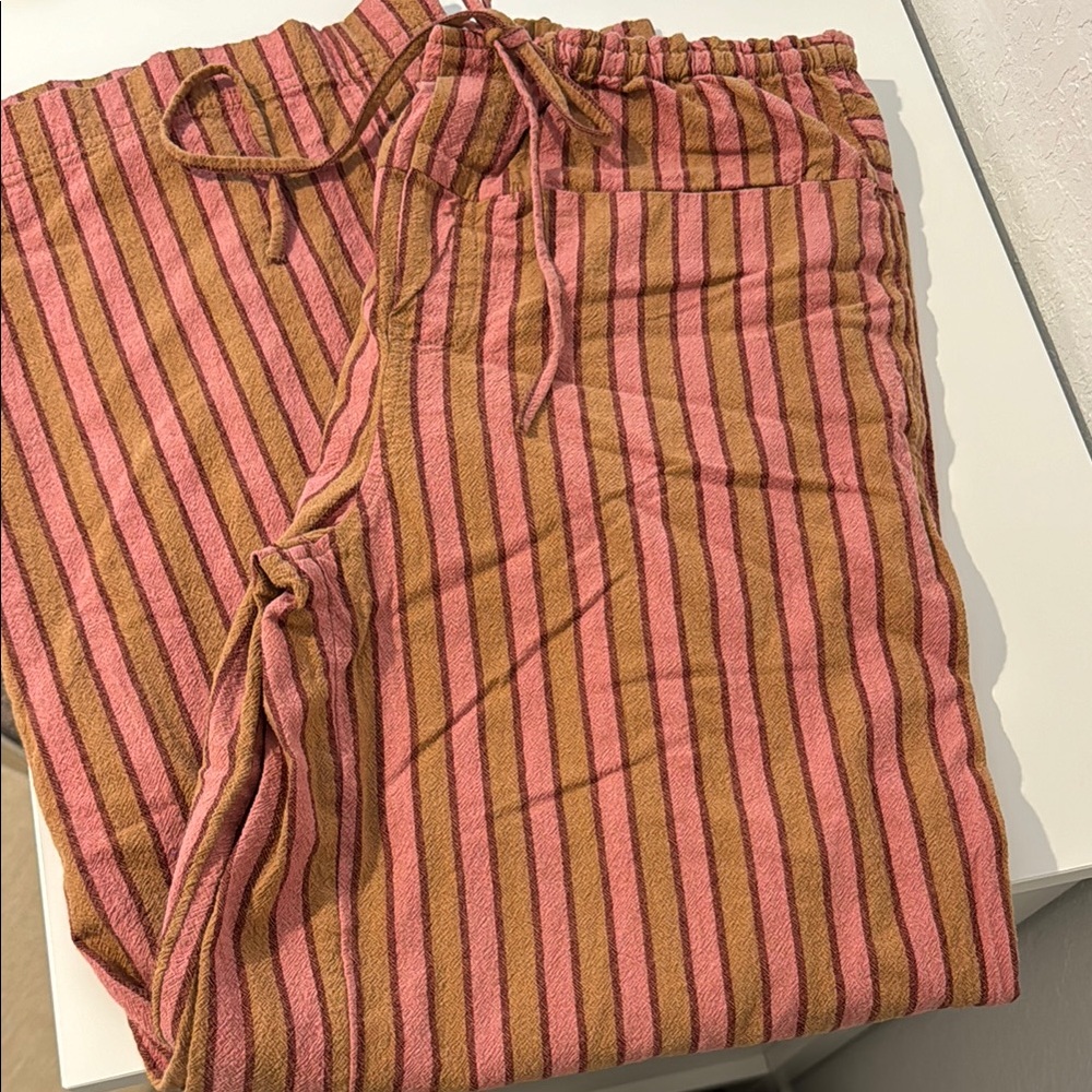 Free People Hudson Striped Pink and Brown pants